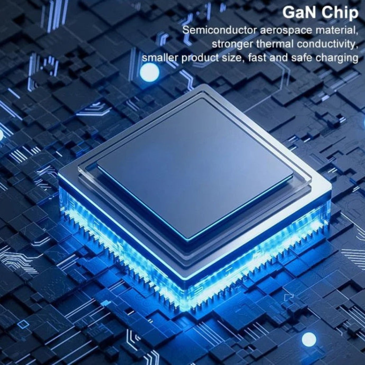 採用最新 GaN 氮化鎵航天級半導體材料。具備更強導熱性，體積更細、散熱更快，確保充電安全。