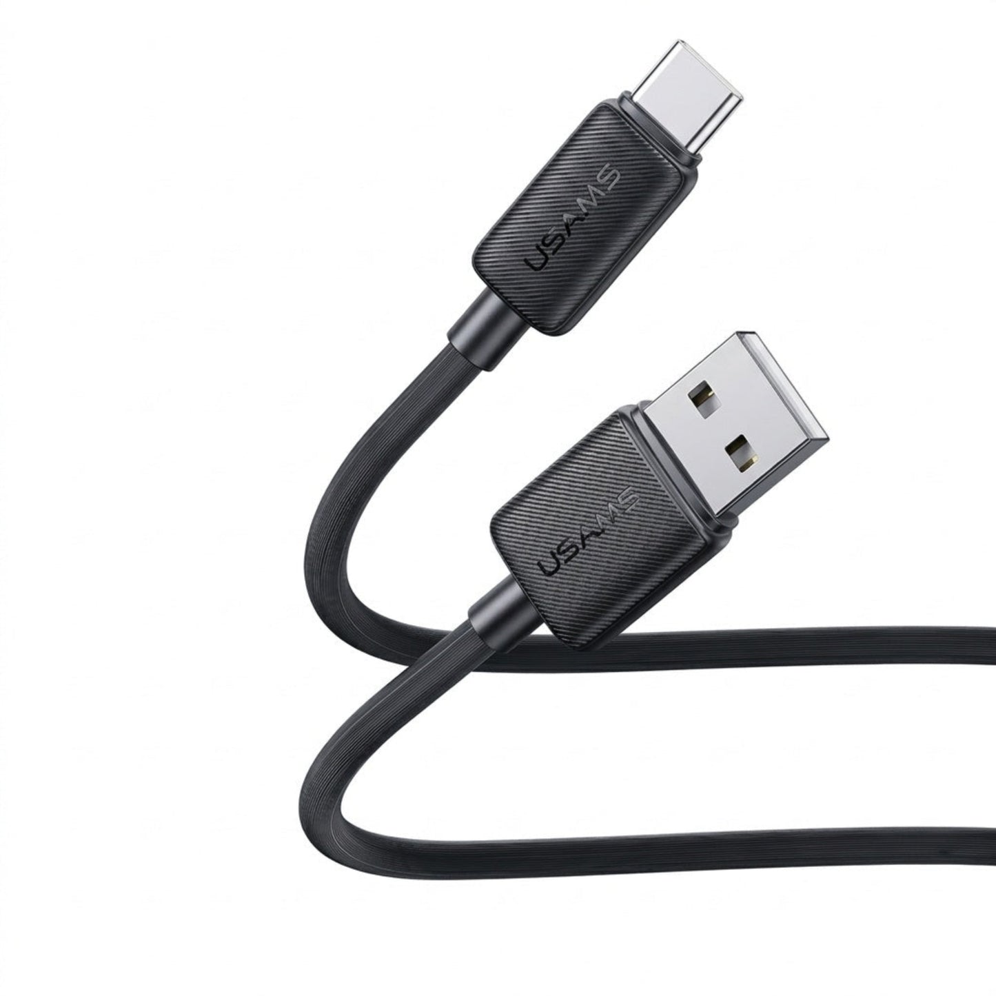 Close-up of USAMS USB-A to Type-C stepped terminal connectors.