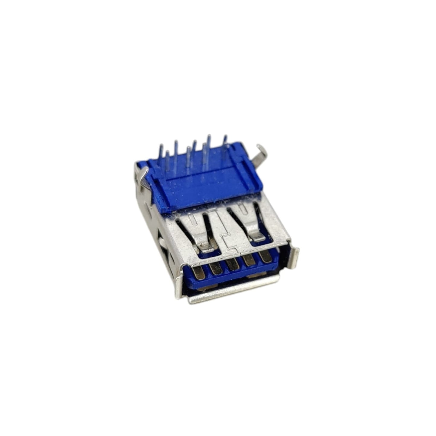Front view of USB 3.0 Type-A Female Socket with blue plastic core