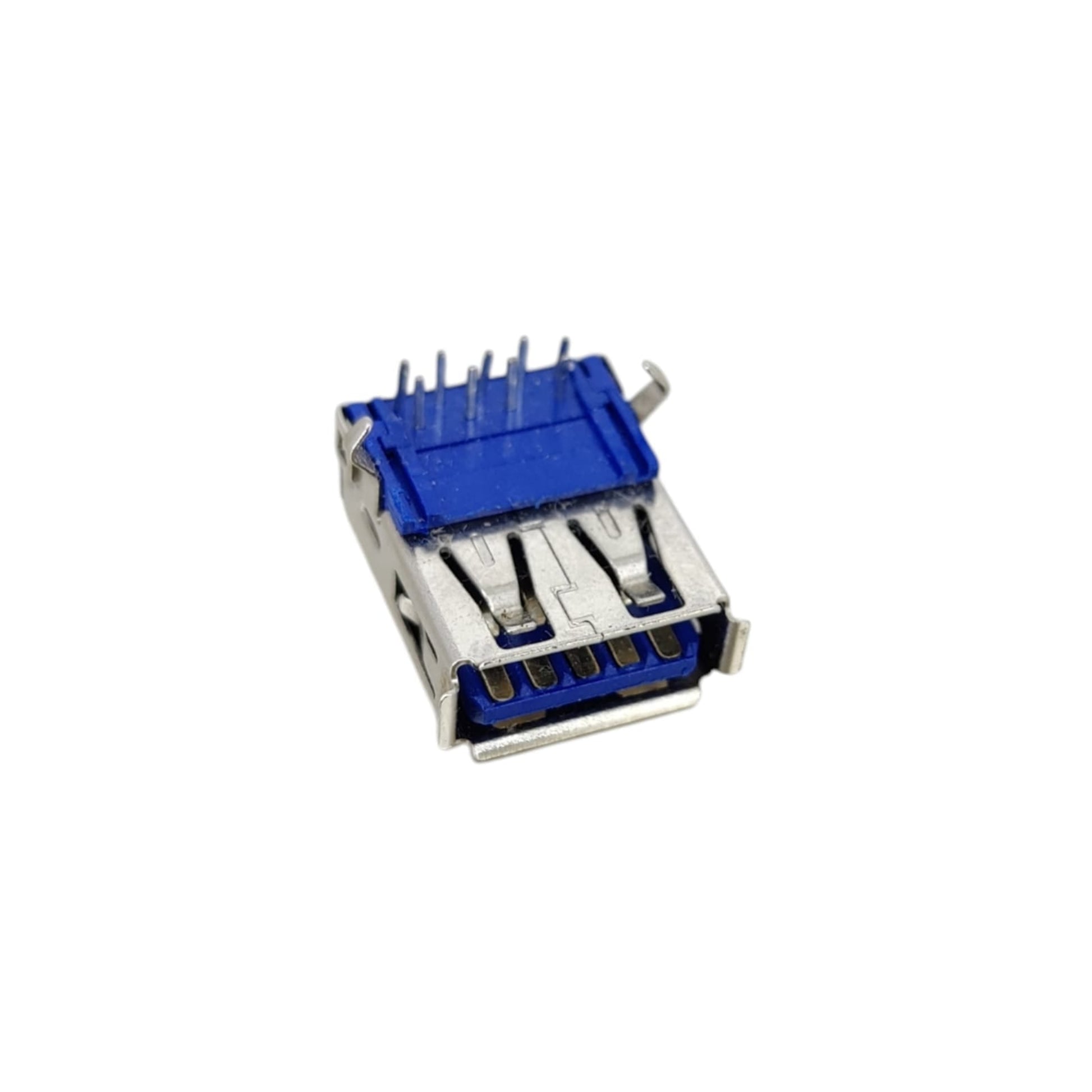 Front view of USB 3.0 Type-A Female Socket with blue plastic core
