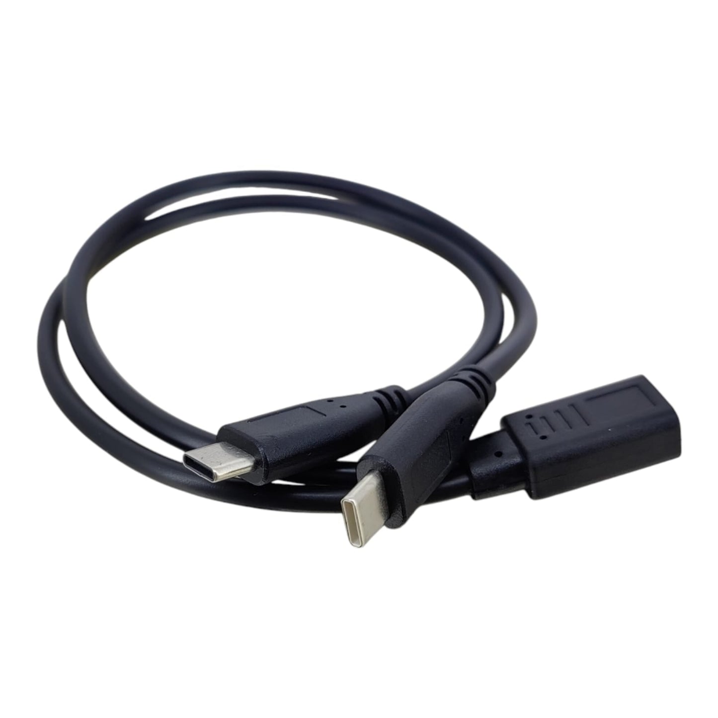 Close up of White (Data) and Black (Charge) USB-C male connectors.