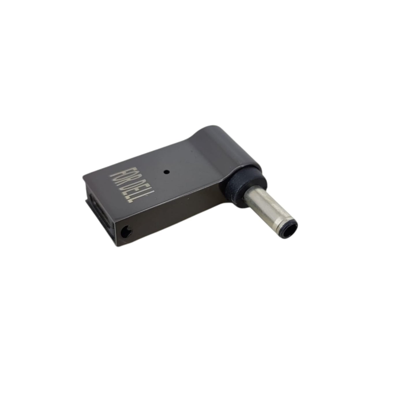A 100W USB-C to Dell 4.5x3.0mm black tip PD charging adapter, marked 'FOR DELL'.