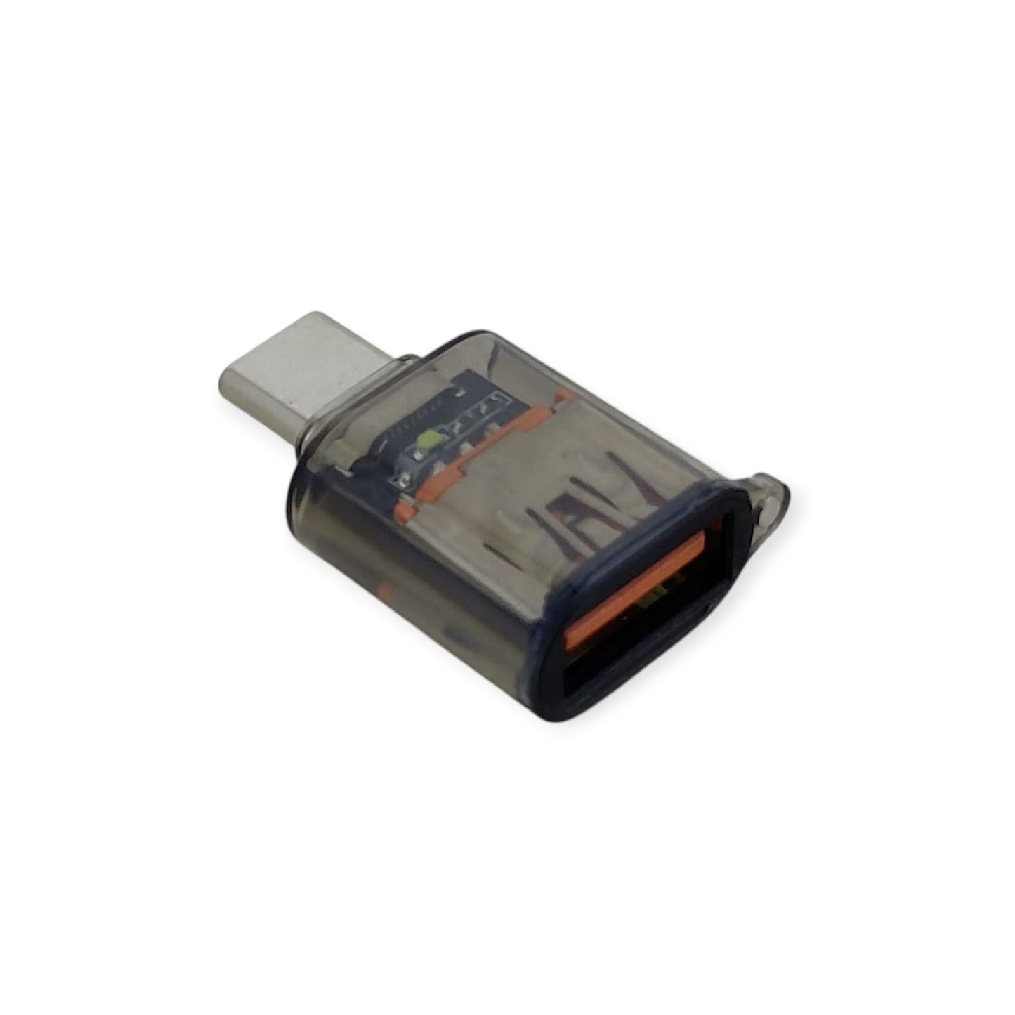 Side profile view of the 120W USB-C adapter showing the orange USB-A port.