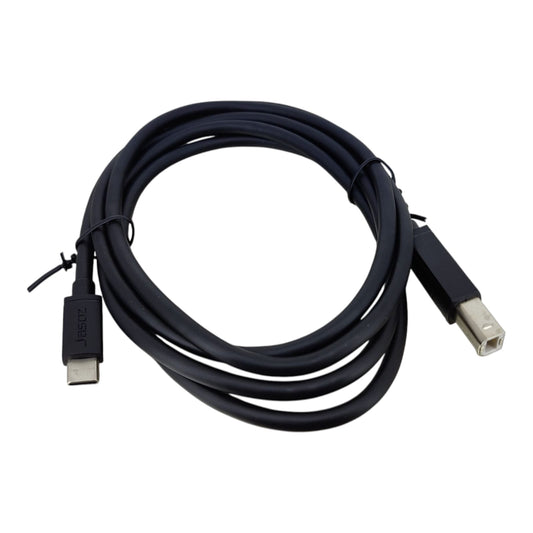 Full view of the 1.5m black USB 2.0 Type-C to USB-B cable with both connectors clearly visible.