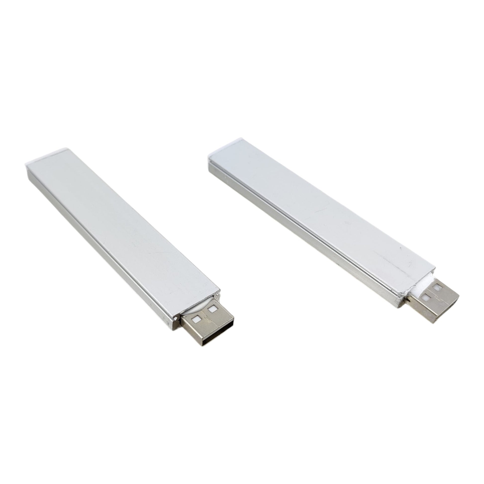 Back view of 10-LED USB light stick showing aluminum casing and frosted cover.