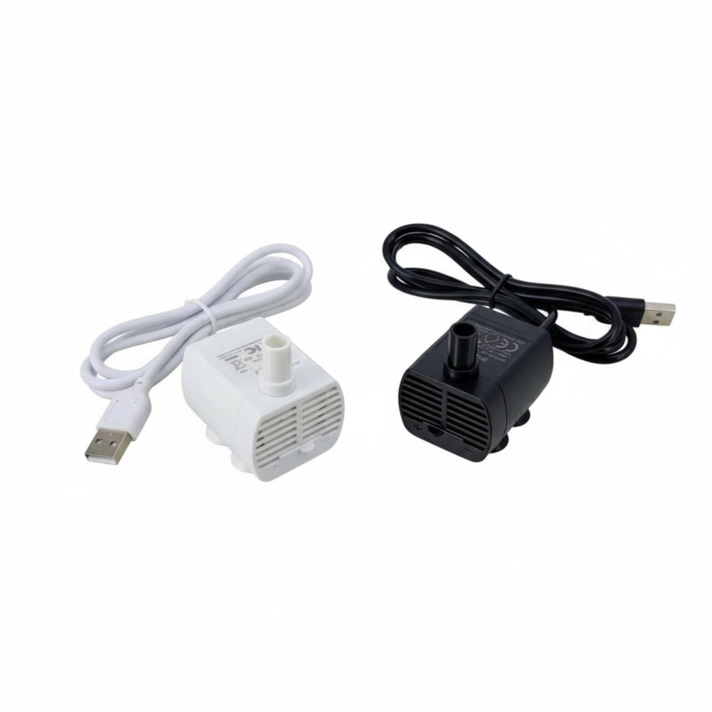 USB mini submersible water pump with 1.5m USB cable in white for small aquariums and pet fountains.