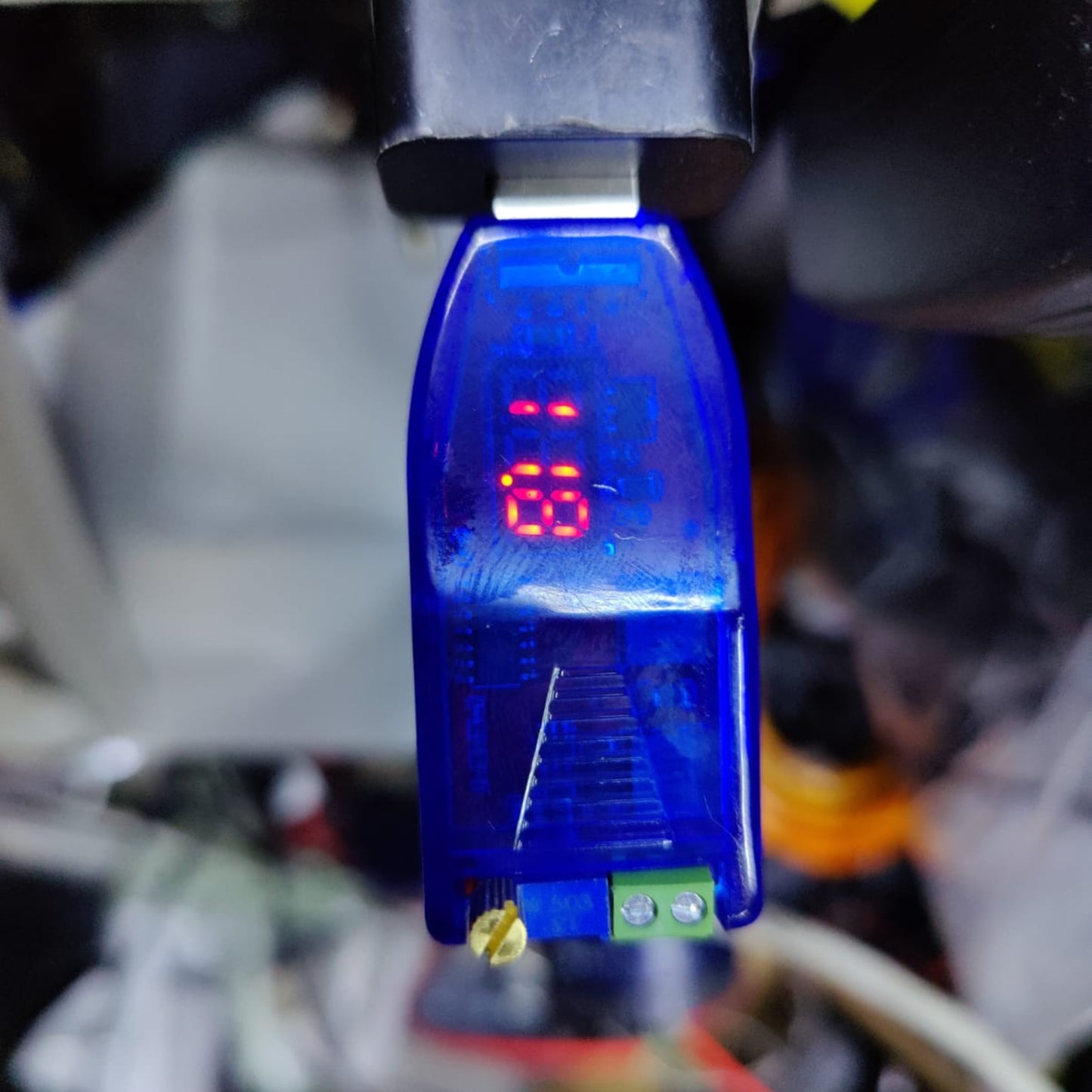 USB 5V to 1-24V Step Up Module with LED display, showcasing adjustable voltage and potentiometer functionality.