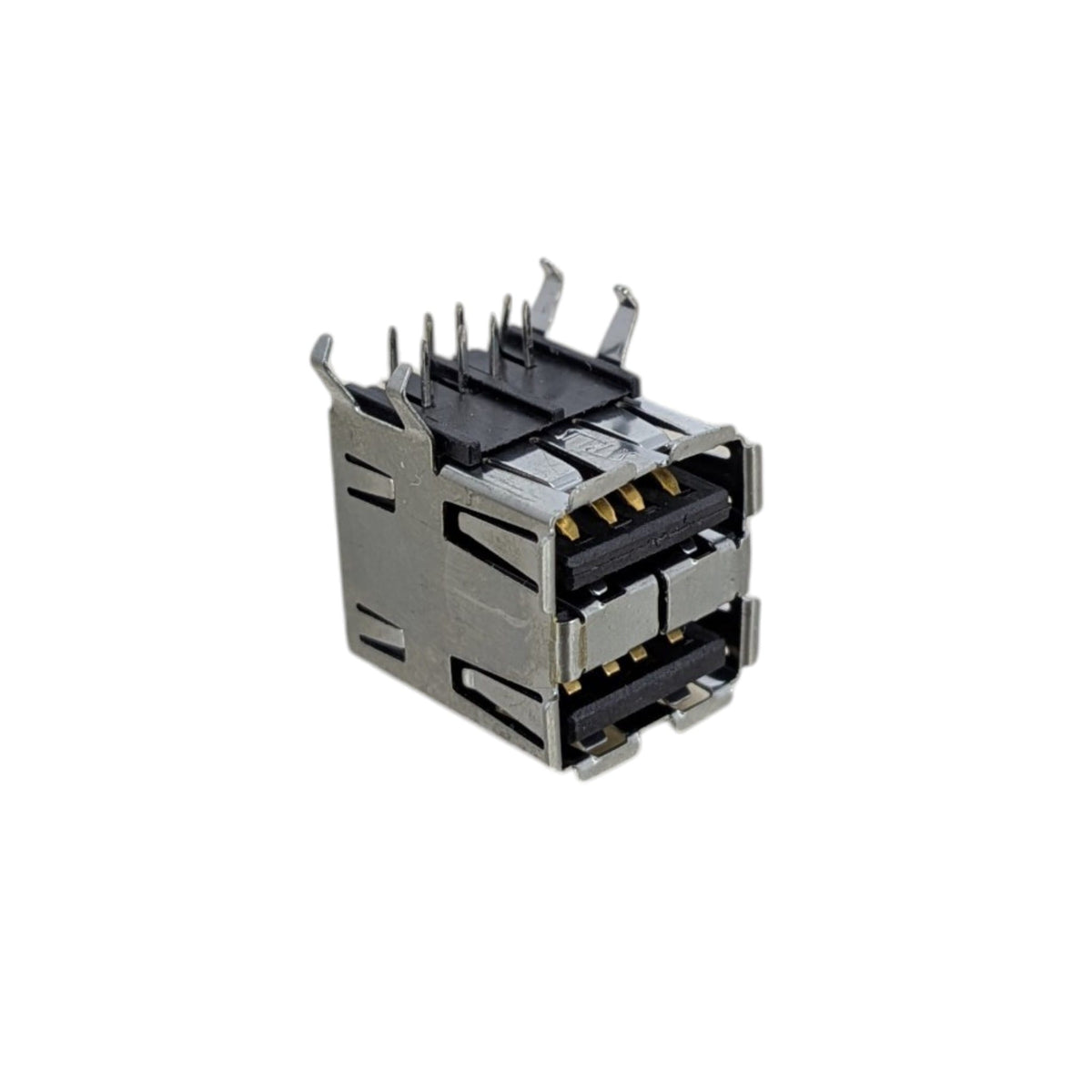 雙層 USB 2.0 Type-A 母座 (DIP穿孔式)。金屬屏蔽外殼，適合底板焊接與維修。深水埗電子零件專賣。