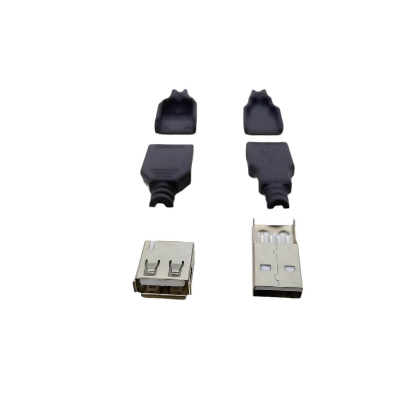 DIY USB Adapter Connector Male and Female with Black Plastic Covers for USB 2.0 4 Pin Applications