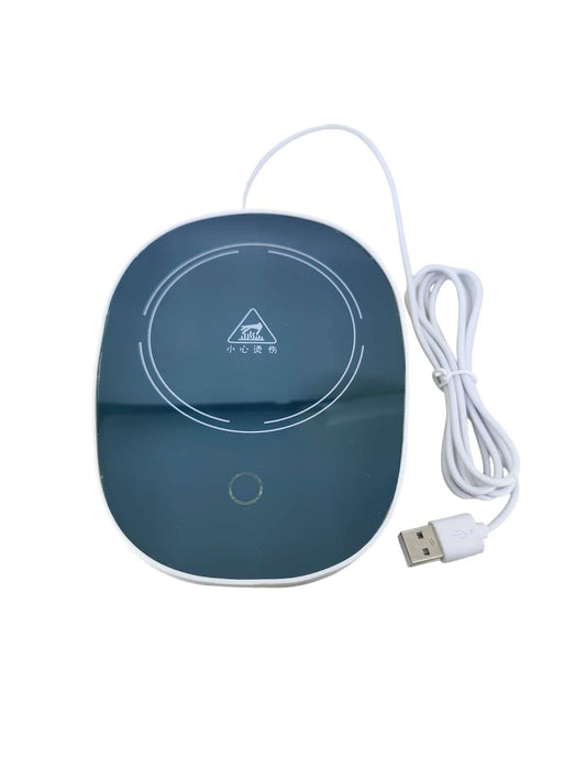Mini USB heat pad and warmer with USB connection for keeping beverages at 55 degrees.