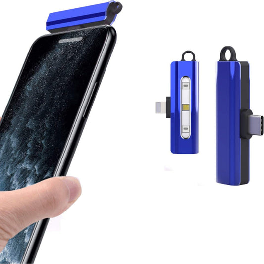 UV sterilizer showing interchangeable Lightning and Type-C connectors for iPhone and Android