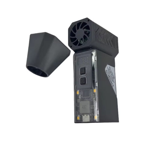 Mini turbo jet fan with detachable magnetic nozzle and internal view