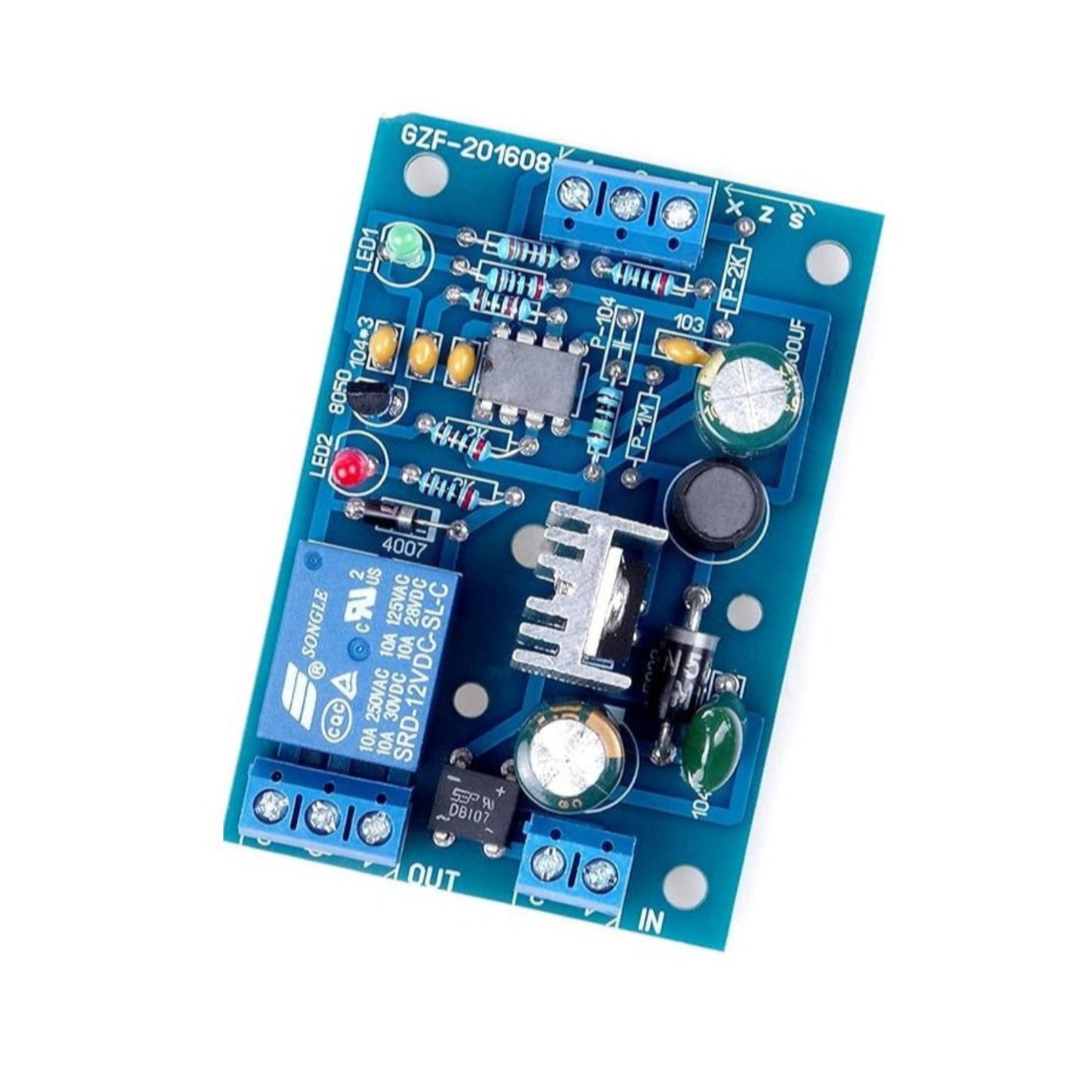 Water Level Controller Module for 12-48V applications, featuring relay controls and compact design.