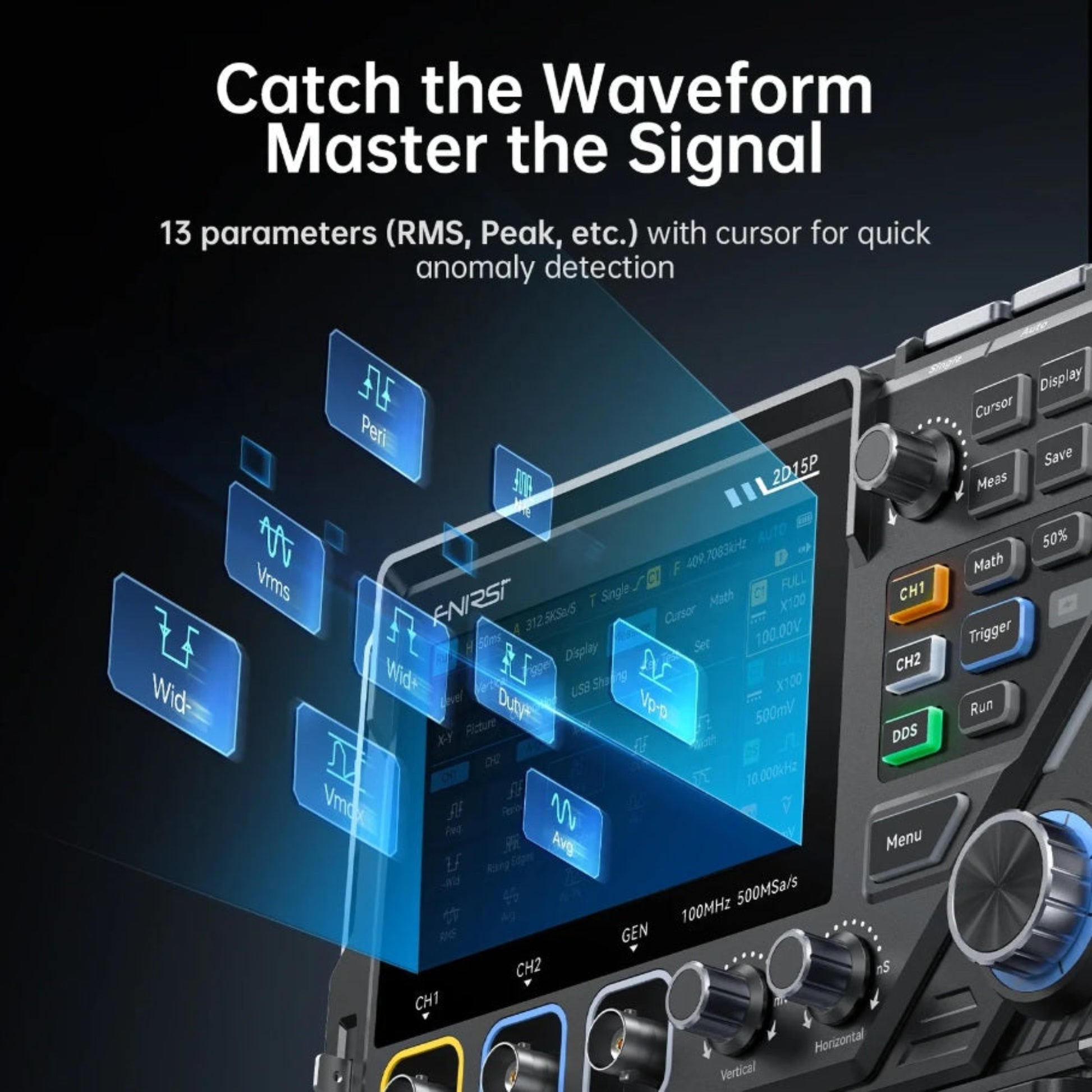 Screen displaying 13 measurement parameters and cursor functions
