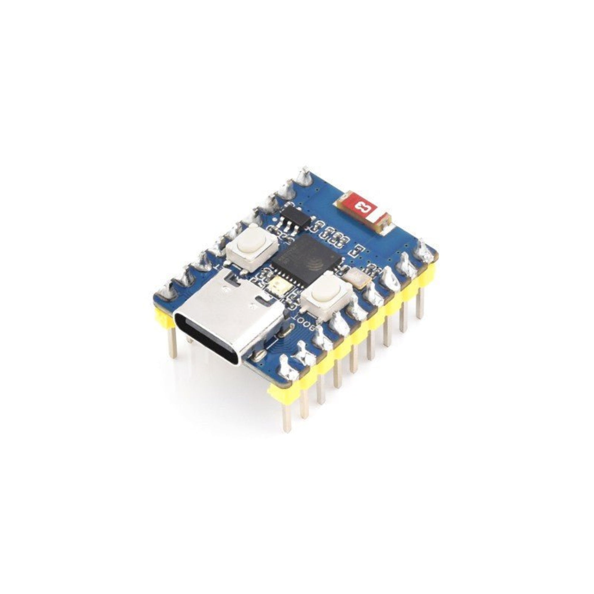 ESP32-C3 Mini Development Module featuring USB-C interface and dual buttons, ideal for IoT projects.