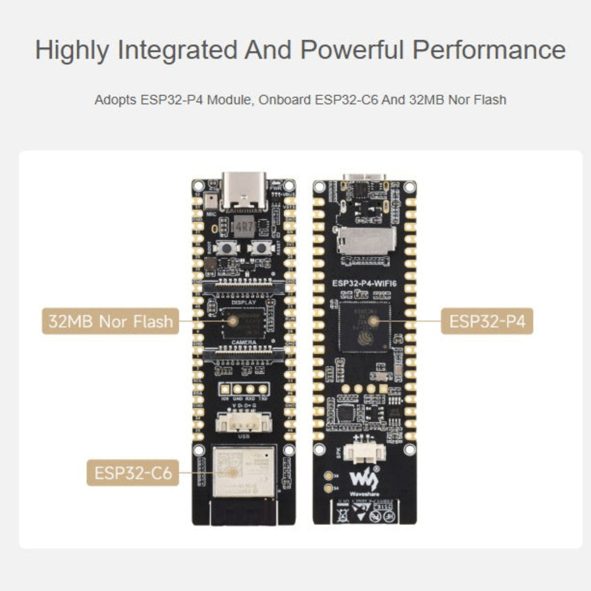 內建 ESP32-P4 與 ESP32-C6 晶片及 32MB Nor Flash，提供強大運算效能。深水埗新昌電腦專業推薦。