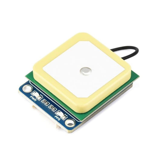 Waveshare LC76G multi-GNSS module with GPS, BDS, GLONASS, and Galileo support on a green circuit board.