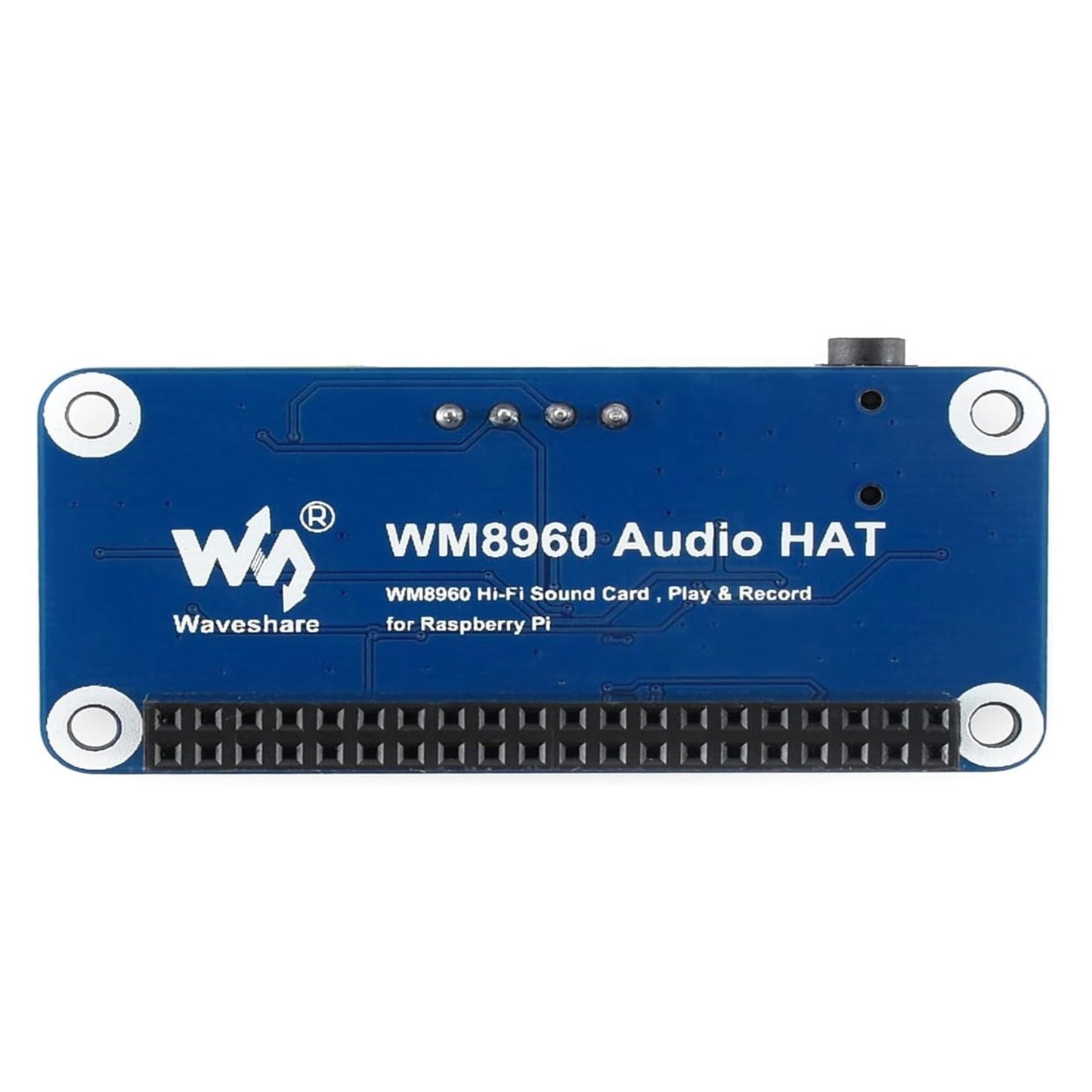 Waveshare WM8960 Hi-Fi Audio HAT 背面視圖，印有 Waveshare 品牌標誌及型號。
