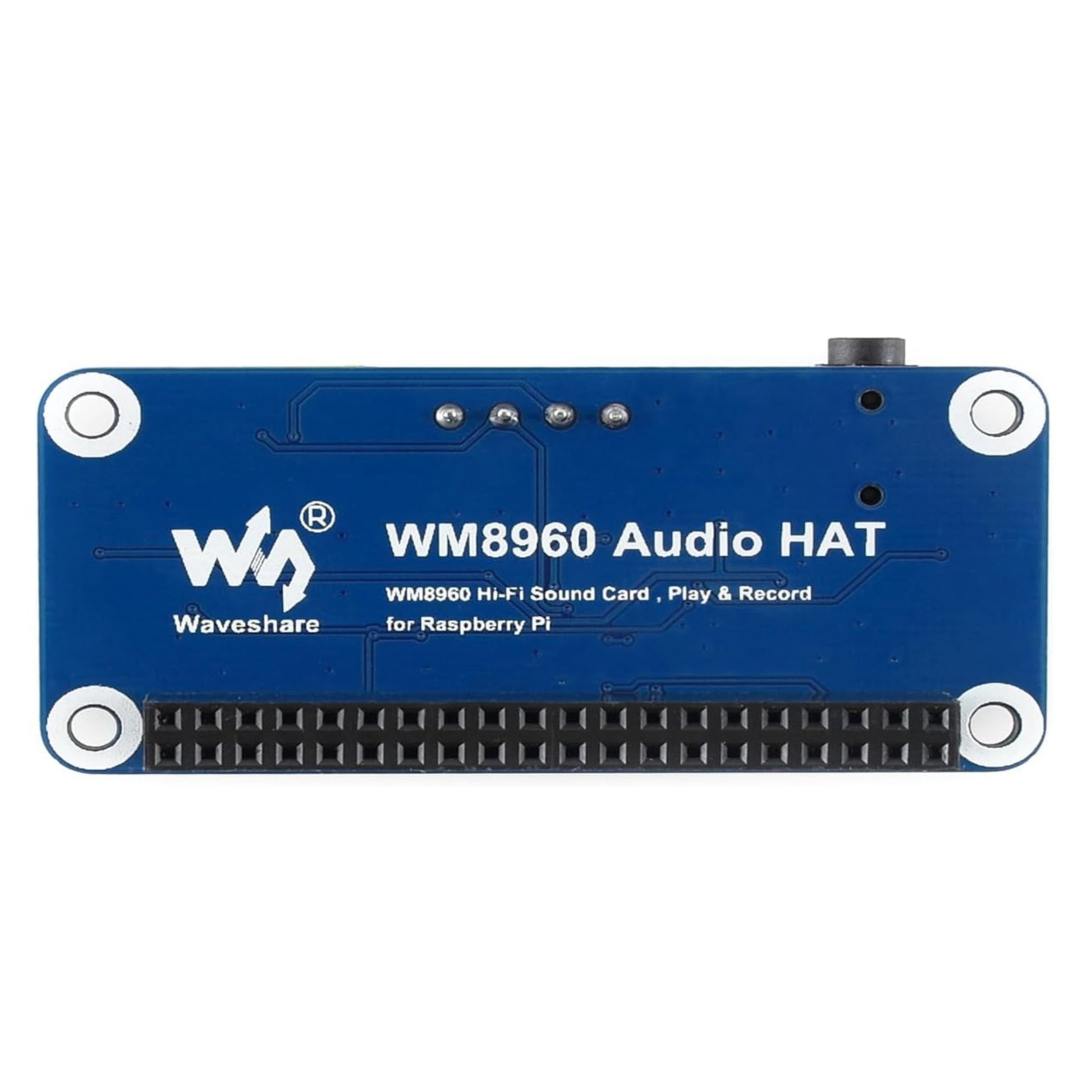 Waveshare WM8960 Hi-Fi Audio HAT 背面視圖，印有 Waveshare 品牌標誌及型號。