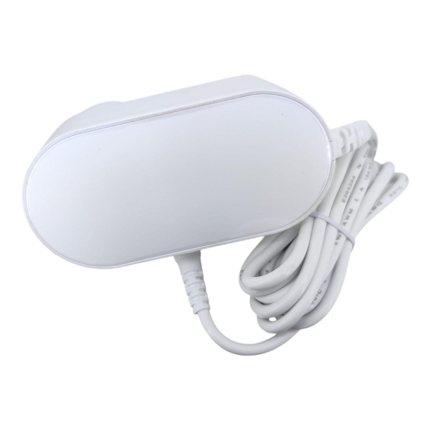 Top view of the sleek white 12V 4A desktop power adapter casing