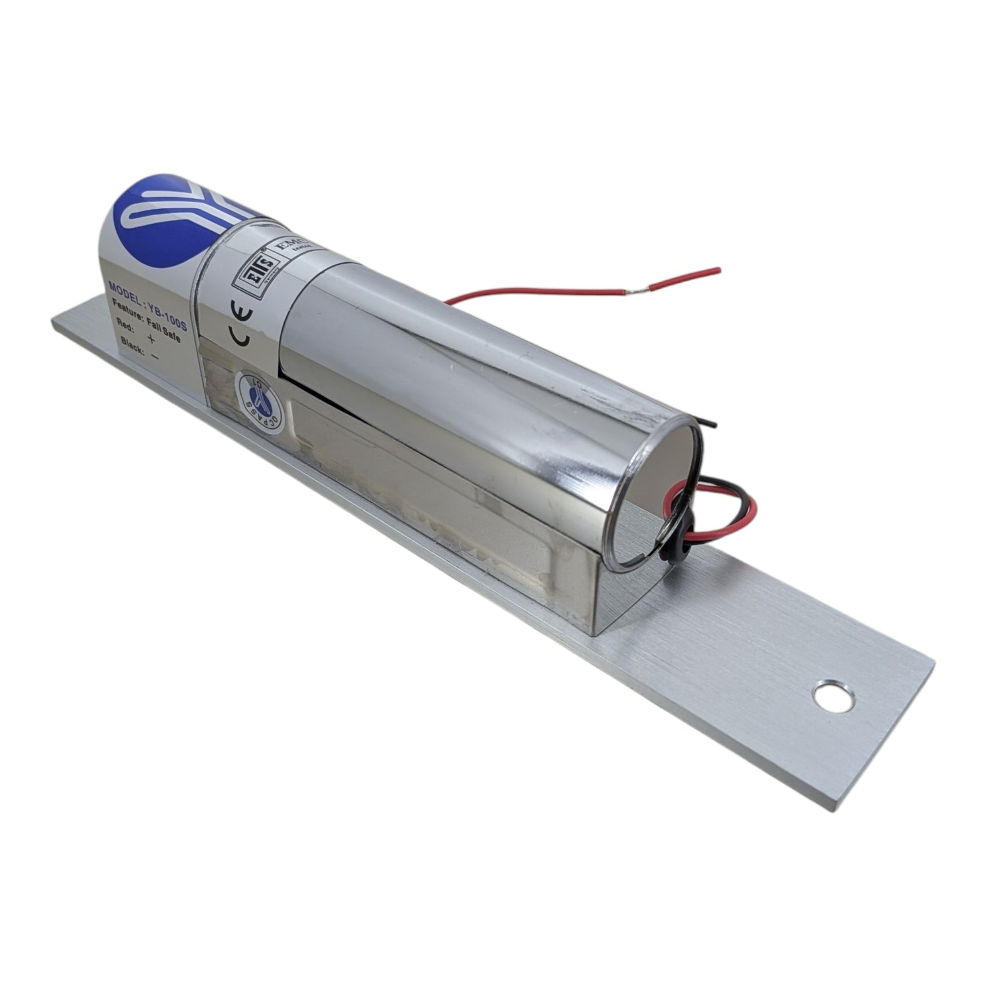 YLI YB-100S 電插鎖背面接線圖。斷電開門安全設計，適合辦公室及企業保安系統安