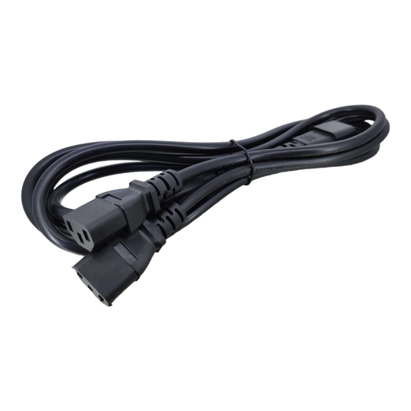 IEC 320 C14 to 2 x C13 female splitter power adapter cable, 1.8 meters, black color.