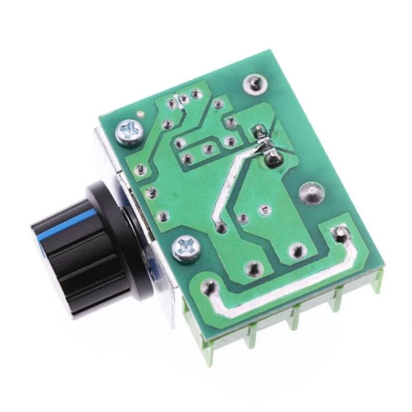 The bottom green PCB view of the 2000W electronic regulator showing clean solder joints and robust circuit traces.