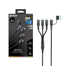 Load image into Gallery viewer, XPower ACX3 Type-c Micro USB Lightning 3 in 1 Charging Cable

