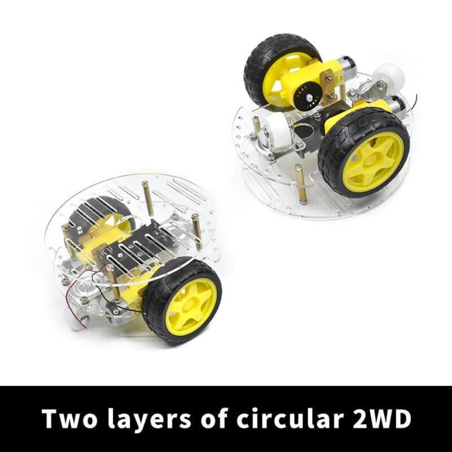 Assembled view of the Two-layer circular 2WD Smart Robot Car Chassis.