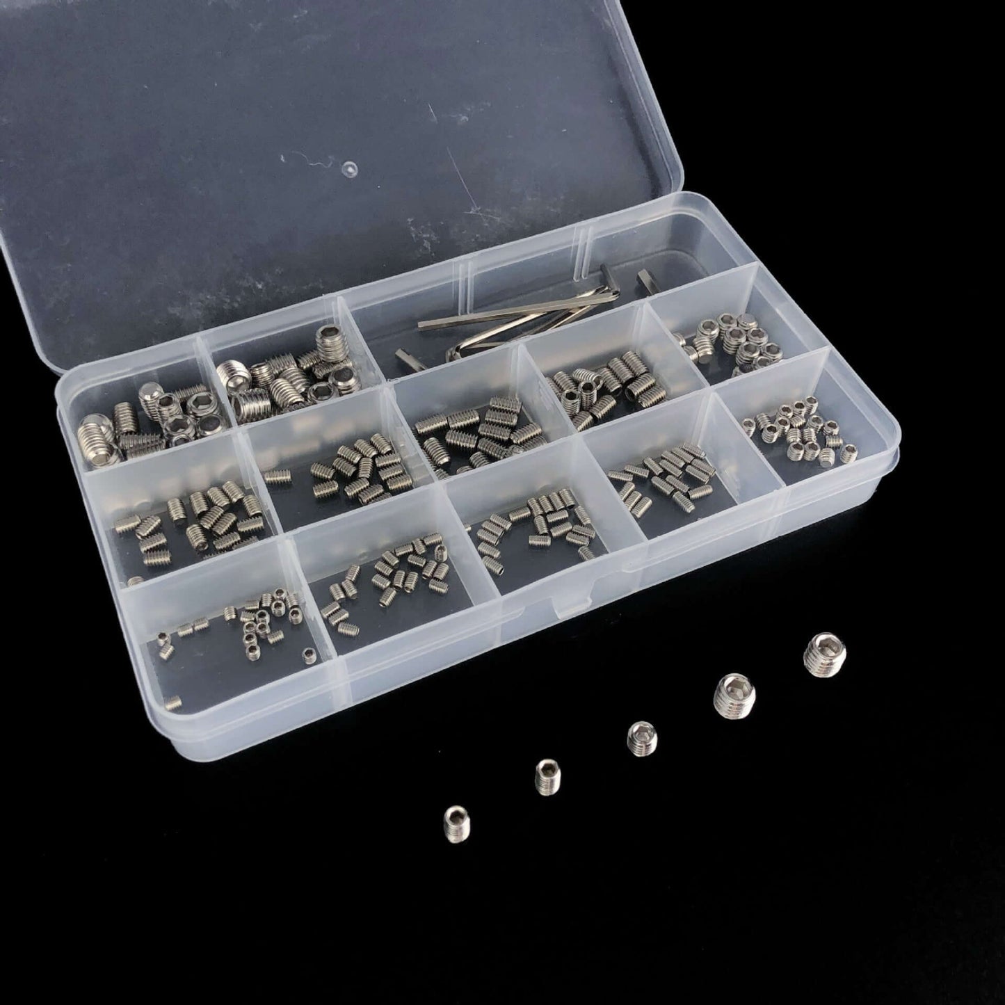 240pcs 304 Stainless Steel Hex Socket Set Screw Assortment Kit