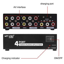 Load image into Gallery viewer, MT-VIKI AV Splitter 1 in 4 out 4 Port Rca Av Splitter
