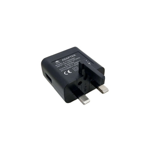 5V 2A UK 3-pin USB wall charger for iPhone, Samsung and other devices, compact and lightweight design.