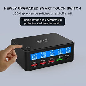 60w 5 Port USB Charger with LCD Display