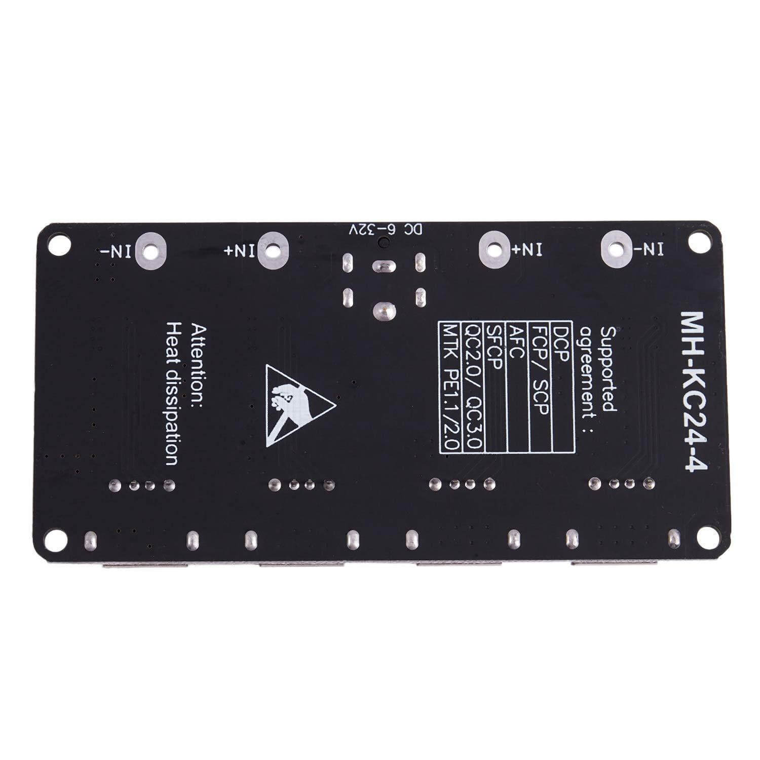 4 Channel USB QC3.0 Buck Converter Module PCB with supported agreements and voltage specifications.