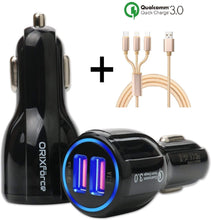 Load image into Gallery viewer, Car Charger-Dual USB Port Charging + 3-in-1 usb Charging Cable - Sun Cheong Computer Company Limited
