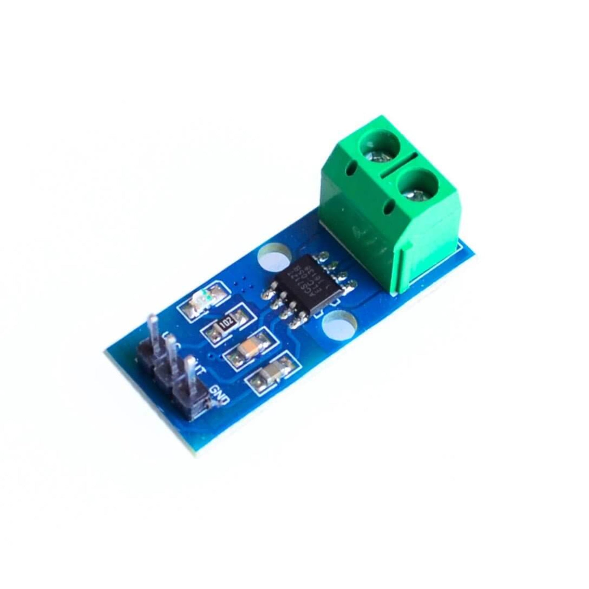 30A ACS712 Hall Current Sensor Module for Arduino, angled view highlighting components and connections.