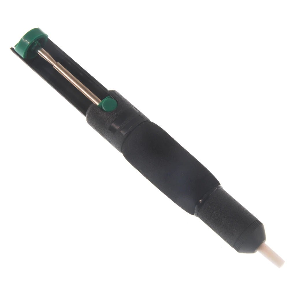 Plastic powerful desoldering pump for efficient solder removal, features suction tin vacuum for precise soldering applications.