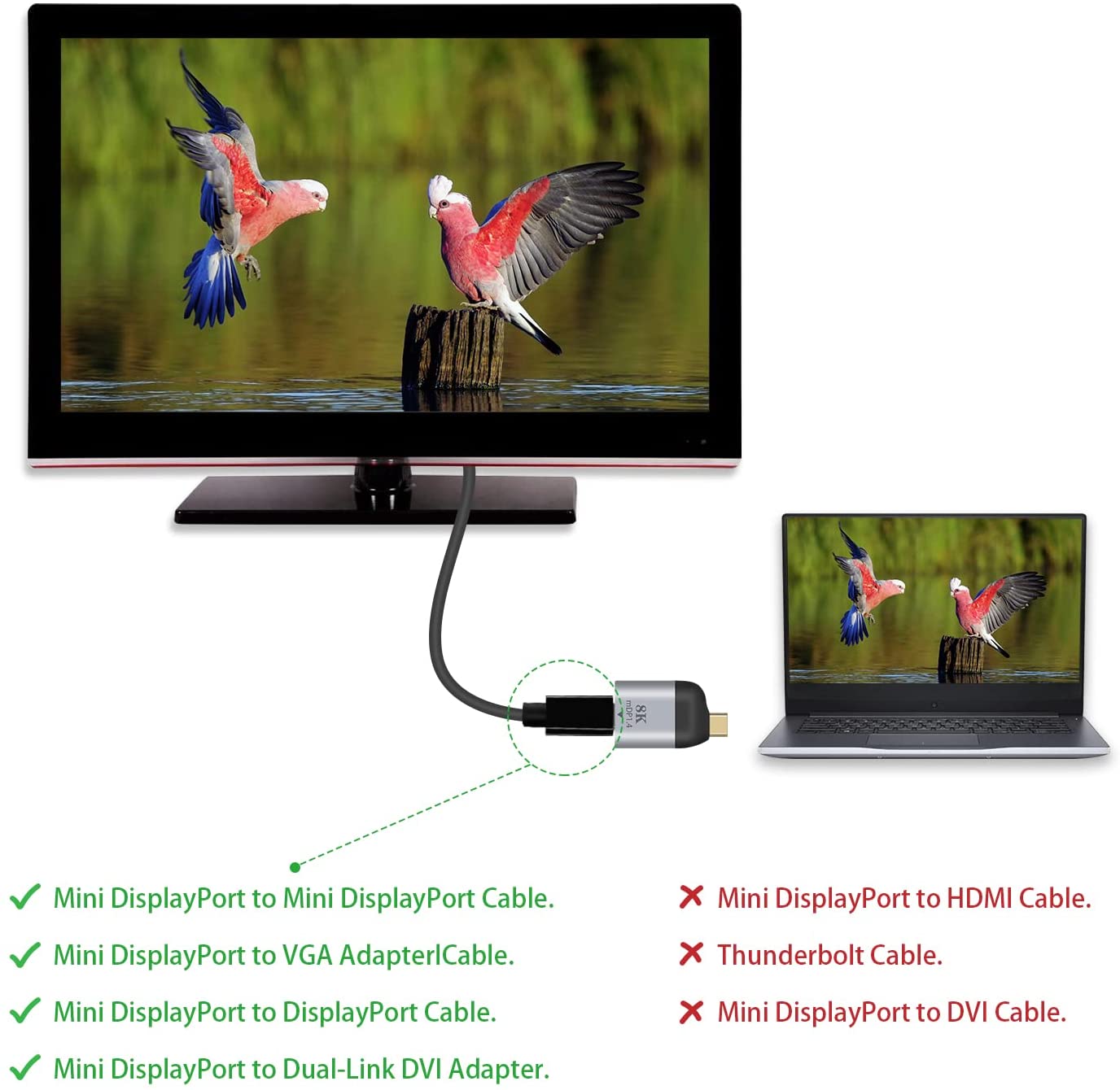 USB-C To Mini Displayport v1.4 8k