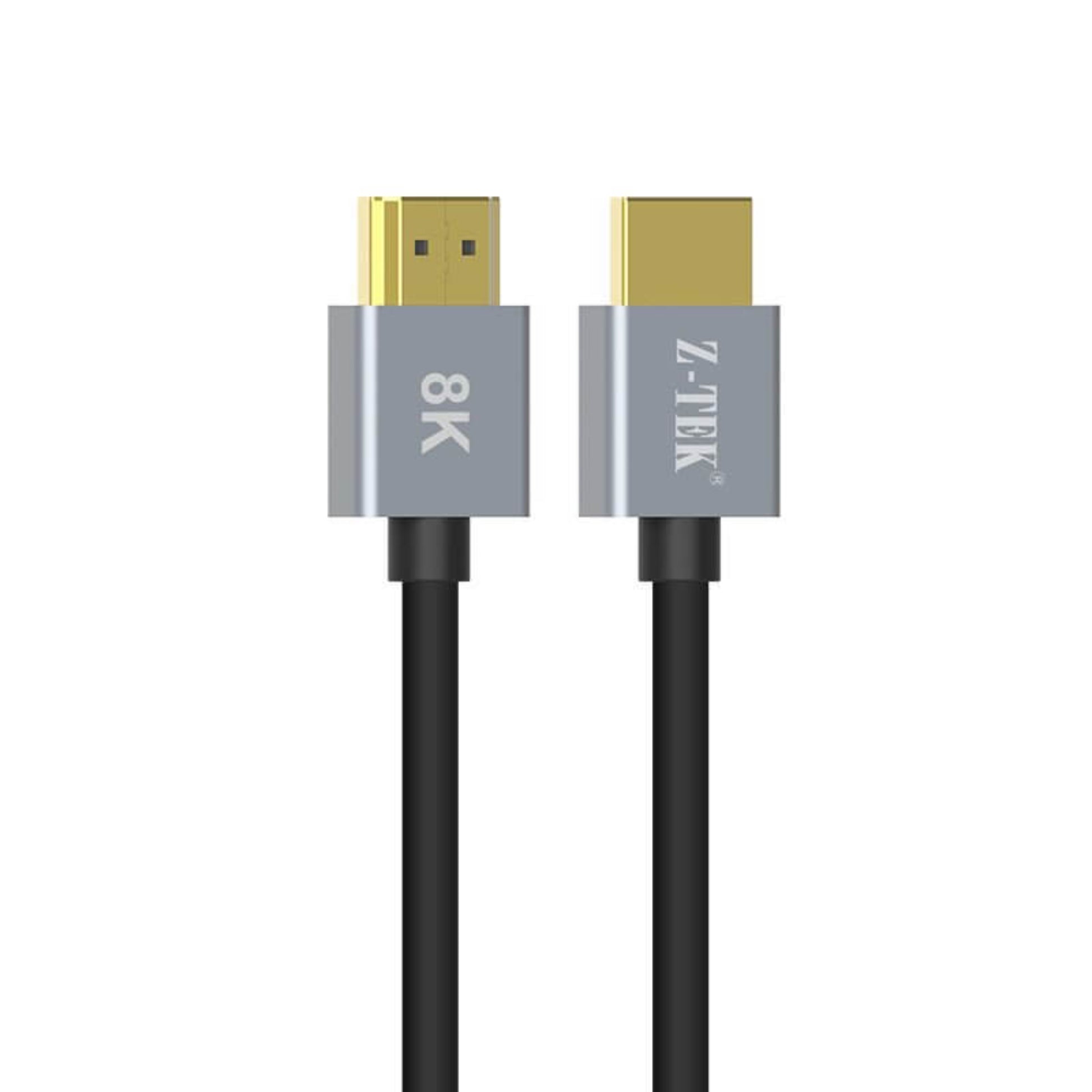 Z-TEK 8K HDMI 2.1 Ultra High Speed Cable showcasing gold connectors and durable design.