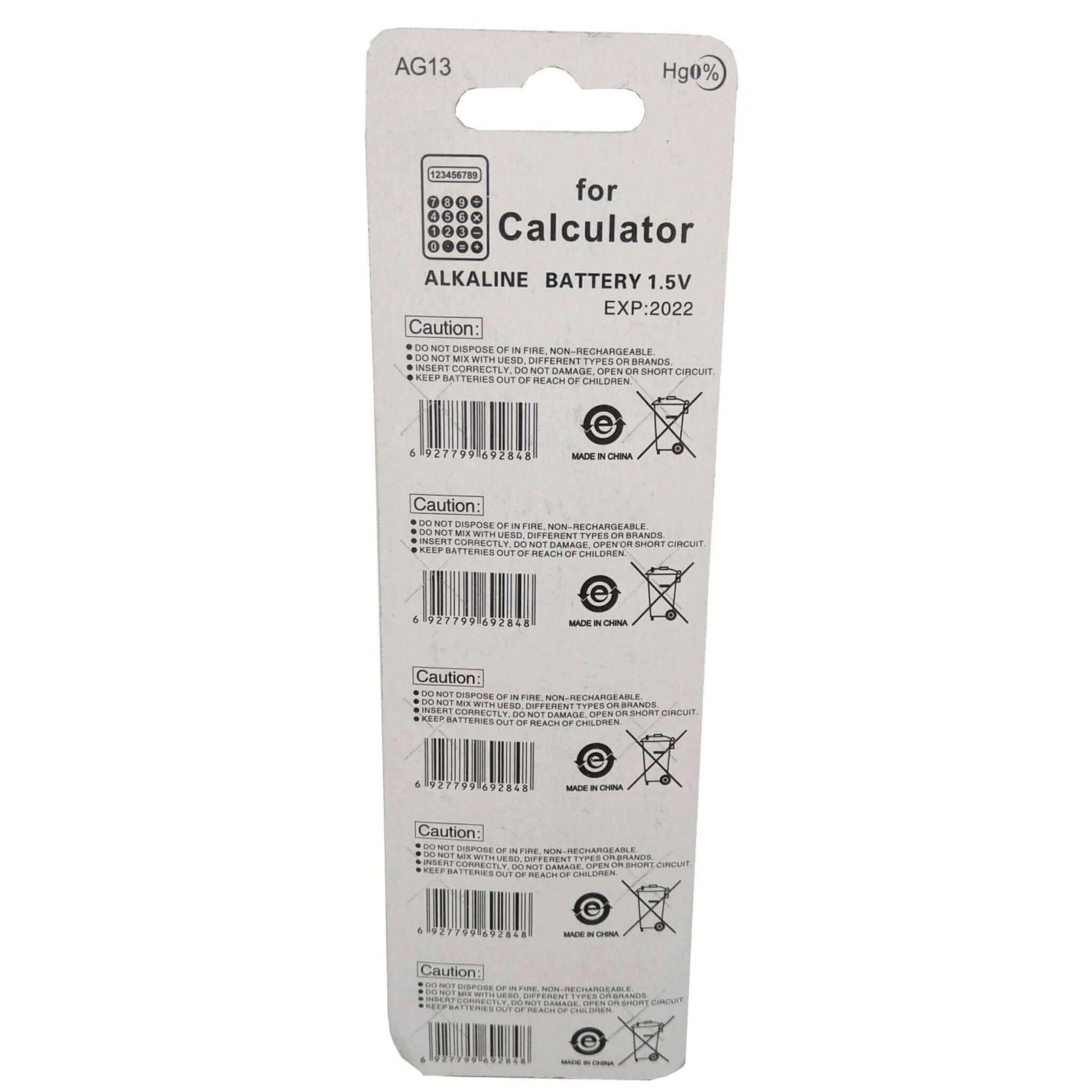 AG13 LR44 alkaline button cell batteries for calculators, 1.5V, packaged for convenience and longevity.