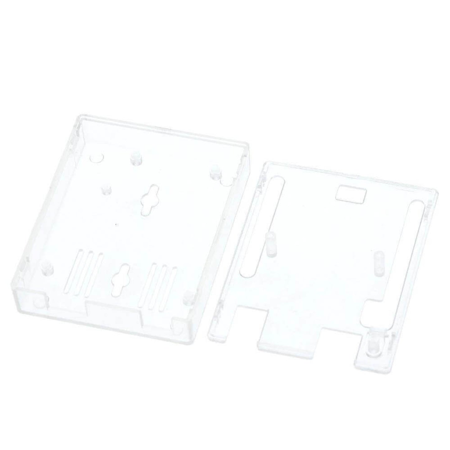 Arduino UNO R3 development board fitted in a transparent case