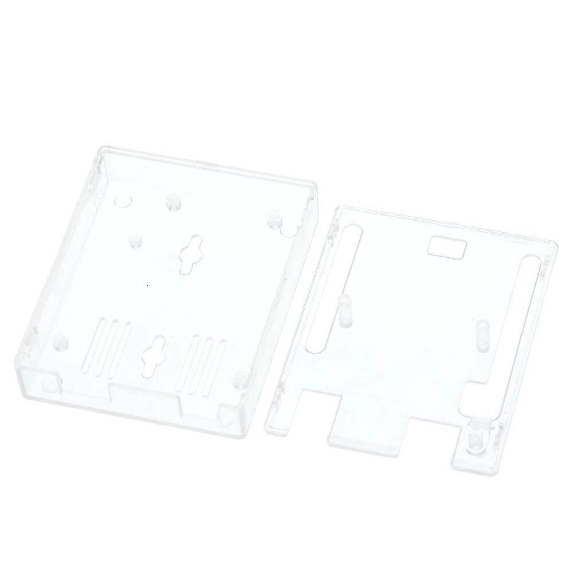 Arduino UNO R3 development board fitted in a transparent case