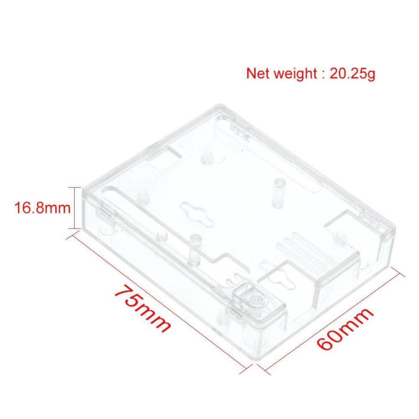 Image showing the dimensions of the Arduino UNO R3 case: 75x60x16.8mm