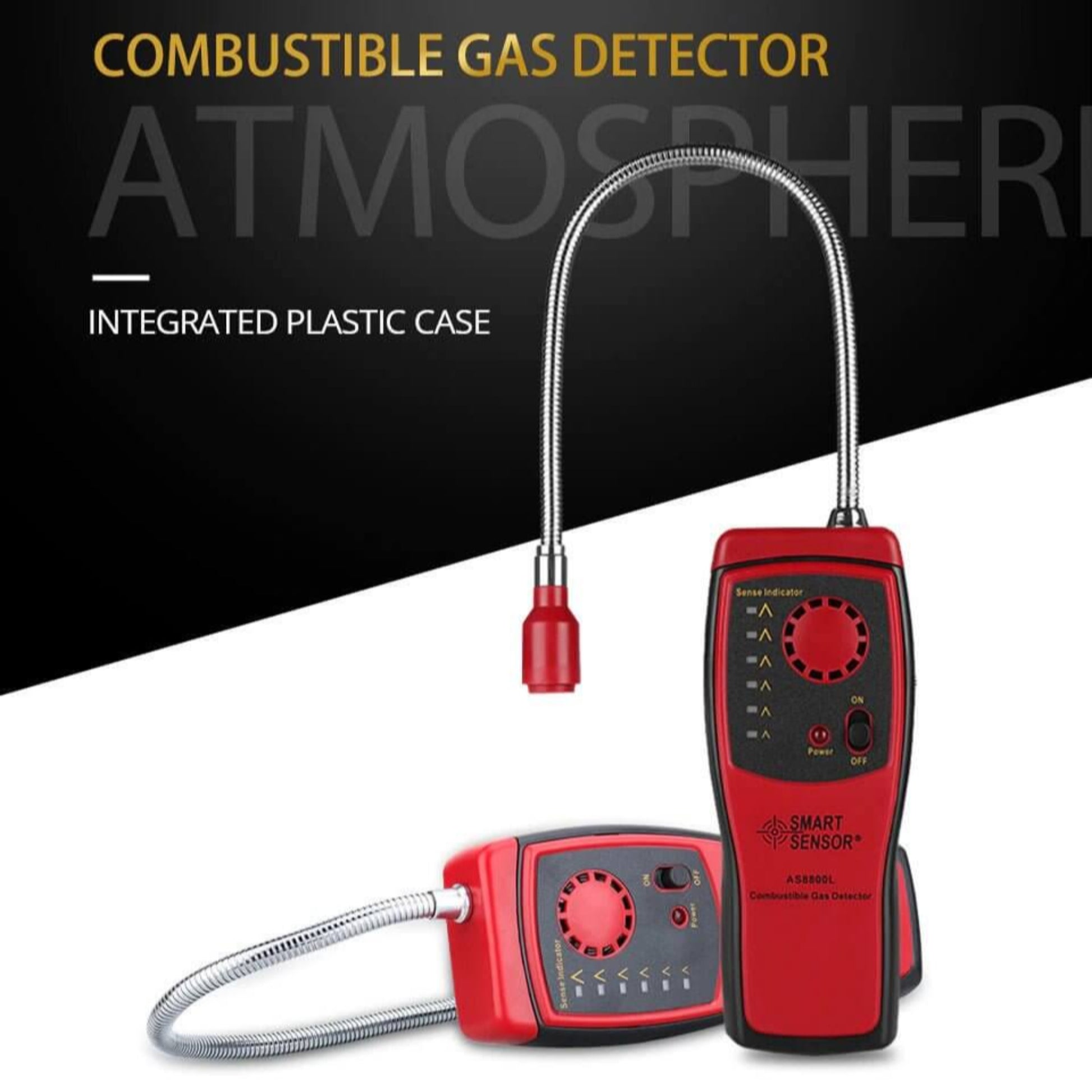 AS8800L Smart Sensor combustible gas detector in durable integrated plastic case.
