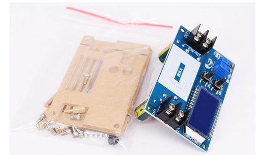 5A Boost Converter with LCD display, model ZK-S5X, showcasing components in a package for electronic applications.