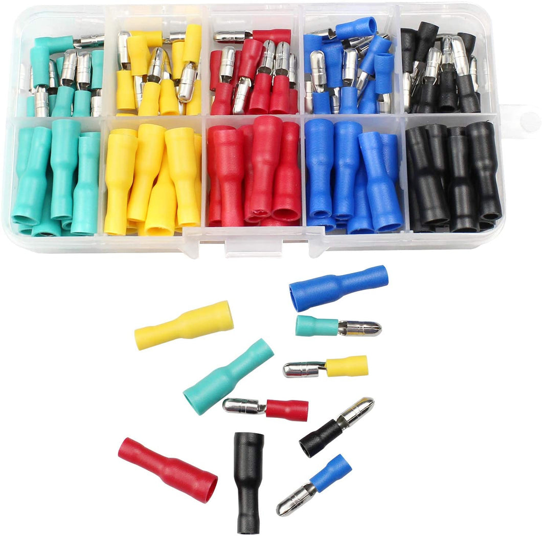 100pcs Insulated Male/Female Bullet Connector
