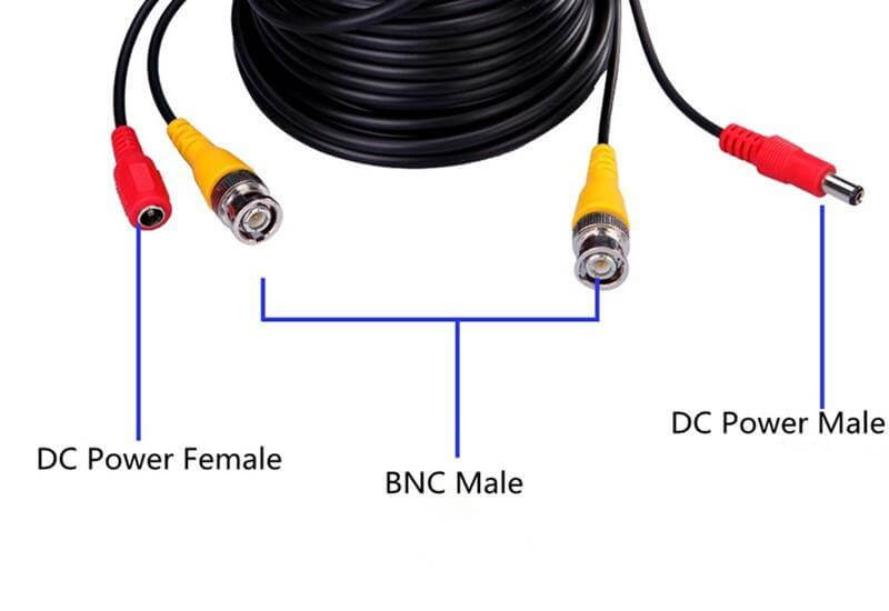 All-in-One BNC+DC video and power cable connectors for CCTV security cameras.