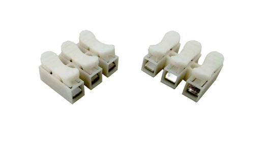 CH-3 3-position spring clamp wire connectors, ideal for electrical connections, set of 50 for reliable DIY and industrial use.