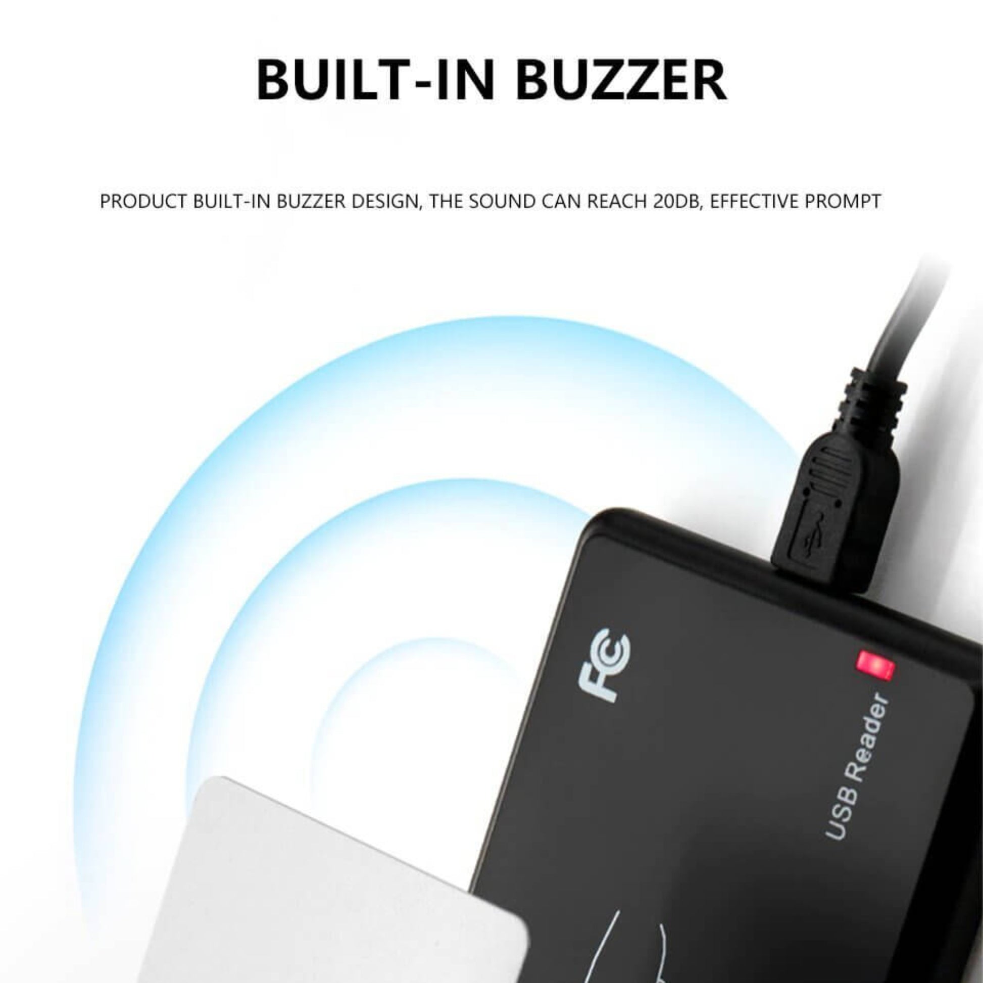 USB Contactless Card Reader with built-in buzzer design for effective prompt notifications.