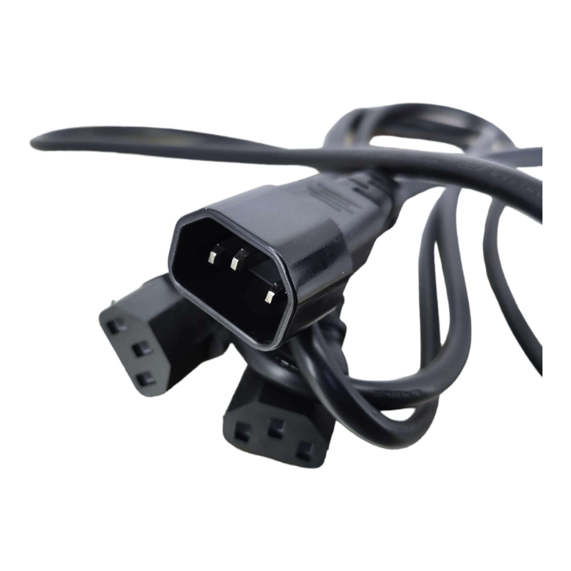 IEC 320 C14 Male to 2x C13 Female Splitter Power Adapter Cable, 1.8 Meter, Black Power Cord